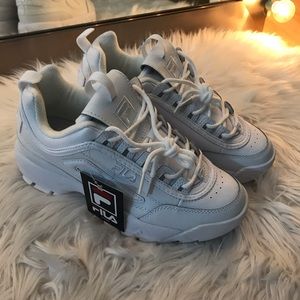 All white FILA platforms